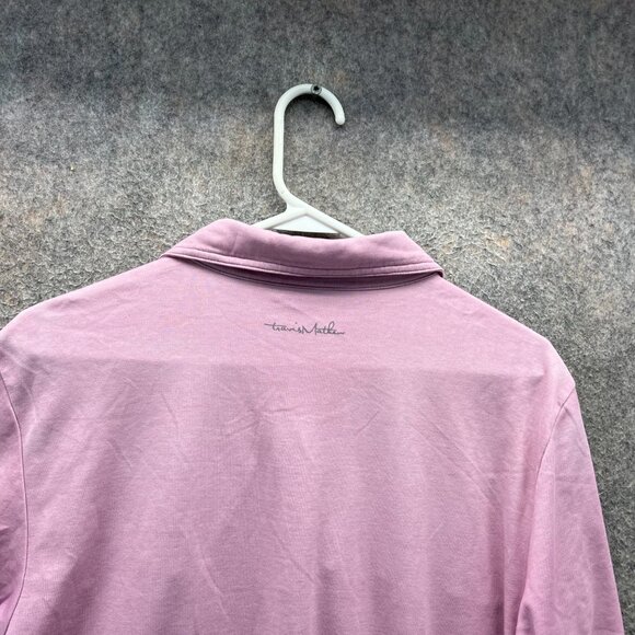 Travis Mathew Polo Shirt Mens Medium Pink Grey Preppy Mesh Golf Performance - Picture 9 of 11